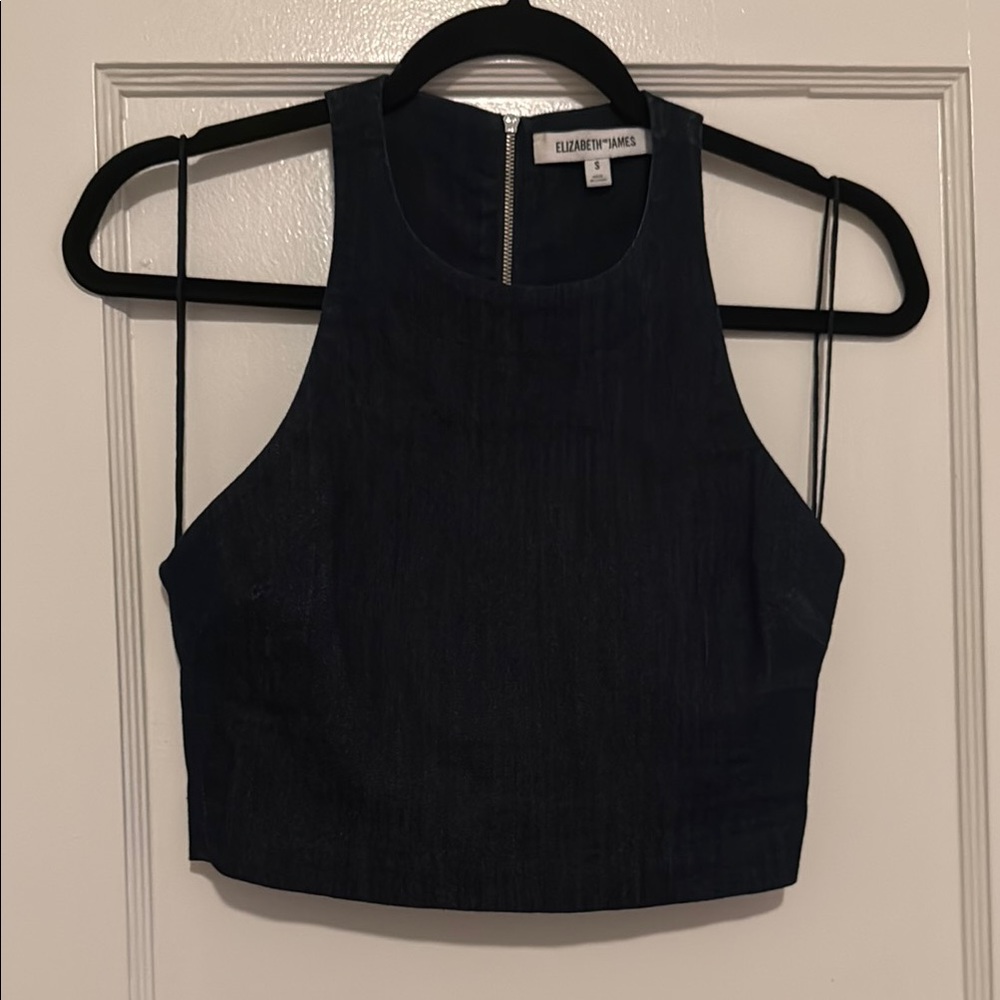 Elizabeth and James Black Fitted Sleeveless Crop Tank